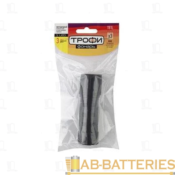 Фонарь универсальный Трофи TB1L 1W 1LED от батареек черный (1/25/300)