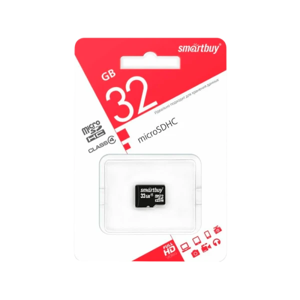 Карта памяти microSD Smartbuy 32GB Class4 4 МБ/сек без адаптера