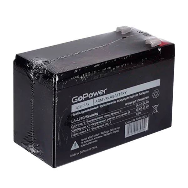 Аккумулятор свинцово-кислотный GoPower LA-1270/security 12V 7Ah клеммы T1/ F1 (1/5)