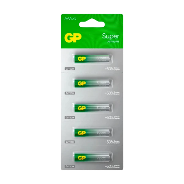 Батарейка GP Super G-Tech LR03 AAA BL5 Alkaline 1.5V отрывные (5/60/600)
