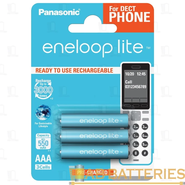 Аккумулятор предзаряженный RTU Panasonic HR03 AAA BL3 NI-MH eneloop lite DECT 550mAh (3/30)