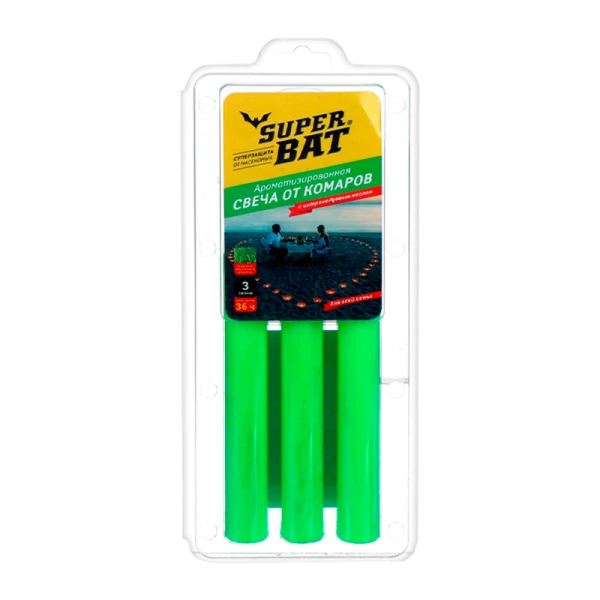 Ароматизированная свеча SuperBAT в блистере&nbsp;&nbsp;3шт. в упаковке от комаров (1/12)
