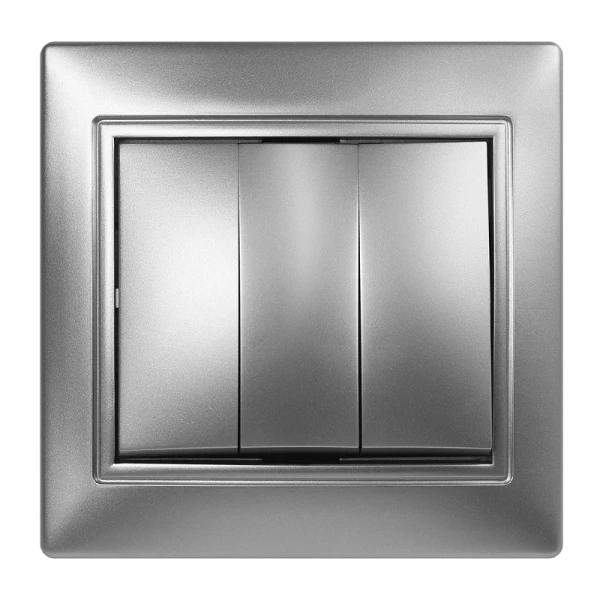 Выключатель Smartbuy 3-клавишный 10А серебро "Венера"