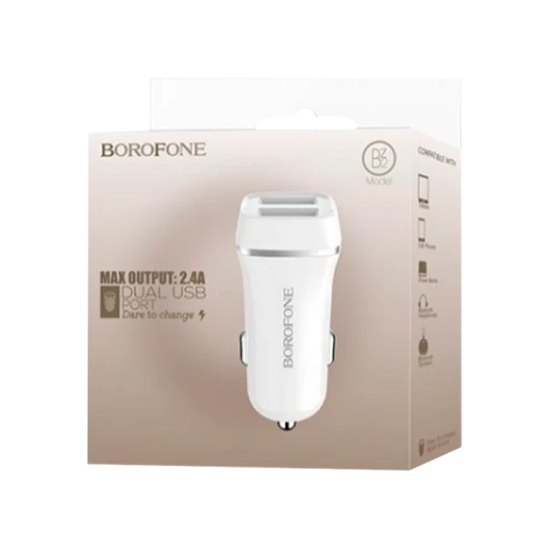 Автомобильное З/У Borofone BZ2 2USB 2.4A белый (1/40/160)