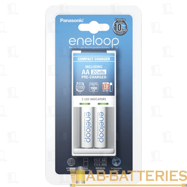 З/У для аккумуляторов Panasonic eneloop Compact Charger AA/AAA 2 слота +2AA 1900mAh (1/4)