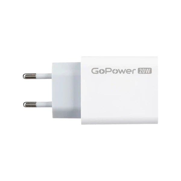 *Сетевое З/У GoPower GPQC08 1USB+1Type-C 20W QC3.0 белый