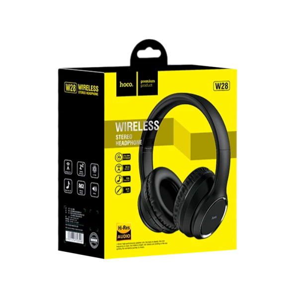 Наушники полноразмерные HOCO W28 bluetooth 5.0 с микр. microSD черный (1/30)