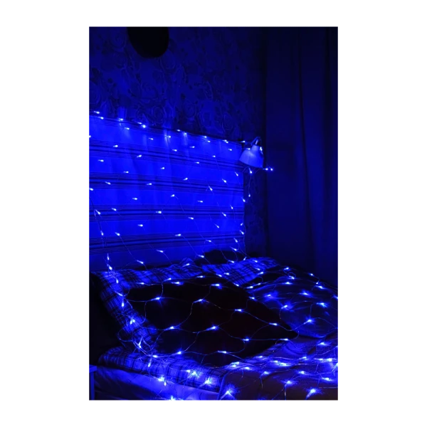 *Гирлянда Космос 240LED 1.8м лампочки сетка 8 режимов с контроллером синий (1/40) 
