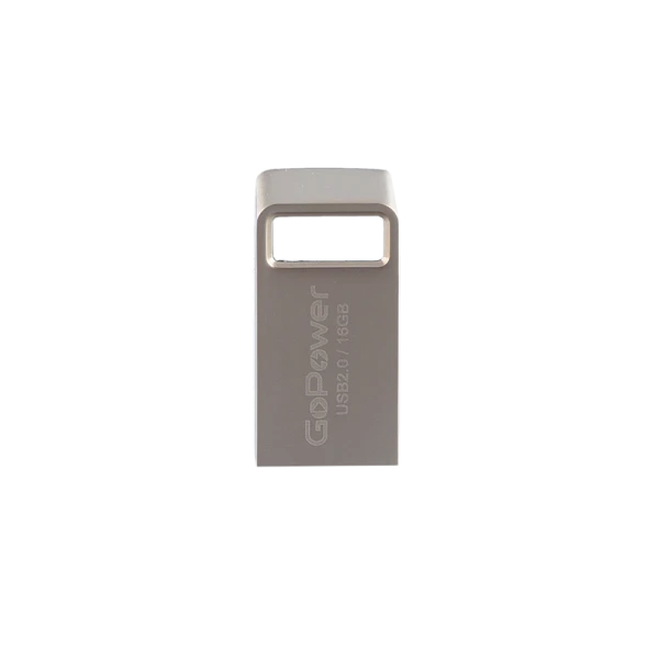 Флеш-накопитель GoPower MINI 16GB USB2.0 металл серебряный (1/50/1000)