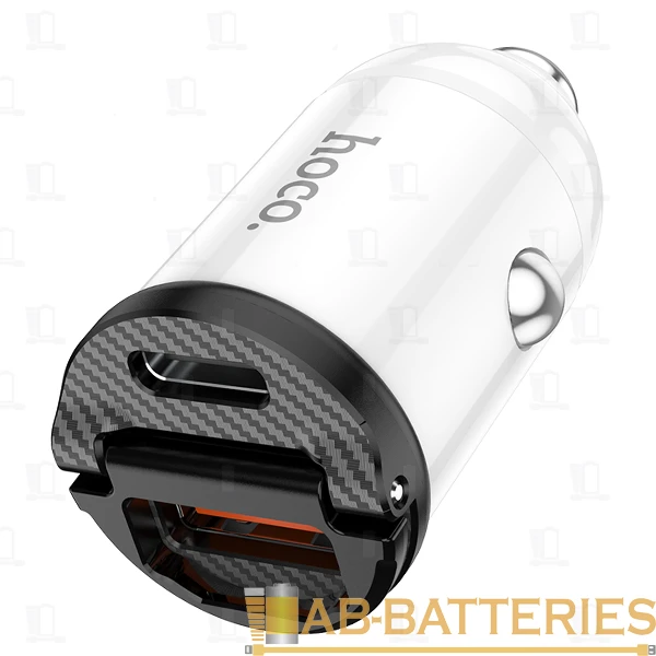 Автомобильное З/У HOCO NZ2 1USB/Type-C 4.8A 30W QC3.0 белый (1/12/120)