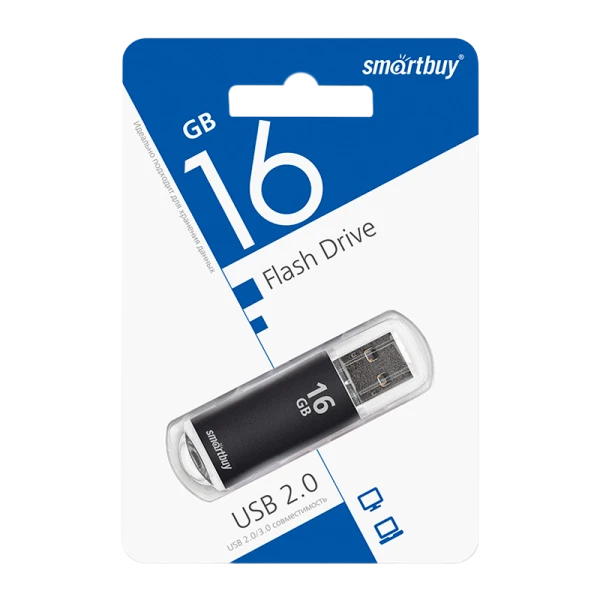 Флеш-накопитель Smartbuy V-Cut 16GB USB2.0 пластик черный