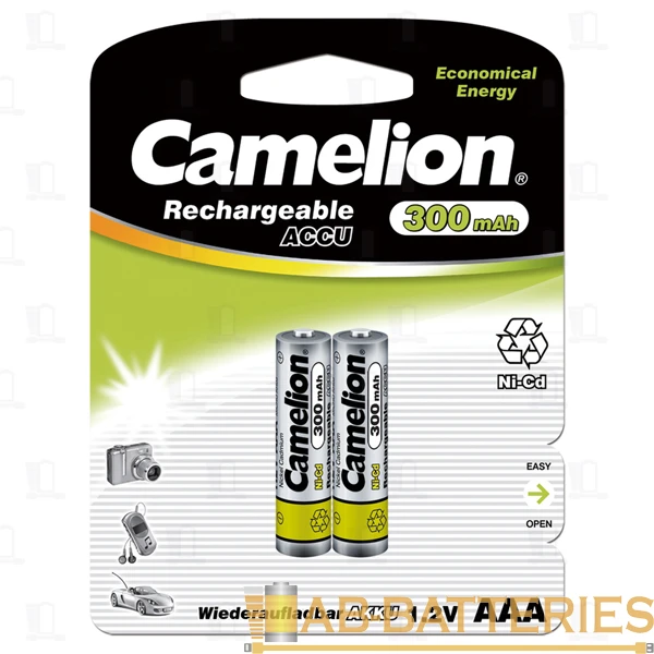 Аккумулятор бытовой Camelion HR03 AAA BL2 NI-CD 300mAh (2/24/480)