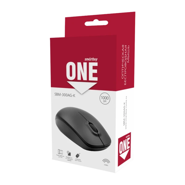 Мышь беспроводная Smartbuy 300AG ONE классическая USB черный (1/100)