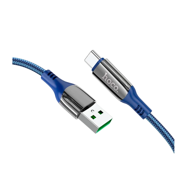 Кабель HOCO S51 USB (m)-Type-C (m) 1.2м 5.0A нейлон дисплей синий (1/16/160)