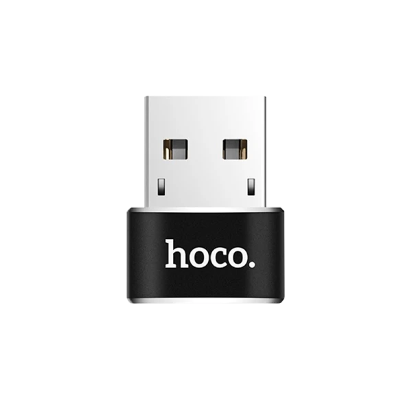 Переходник HOCO UA6 USB (m)-Type-C (f) пластик черный (1/40/400)