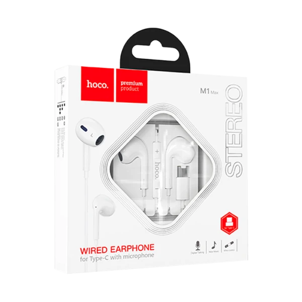 Наушники вставные HOCO M1 Max с микр. Type-C (m) белый (1/32/192)