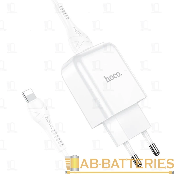 Сетевое З/У HOCO N2 1USB 2.0A с кабелем Lightning белый (1/13/130)