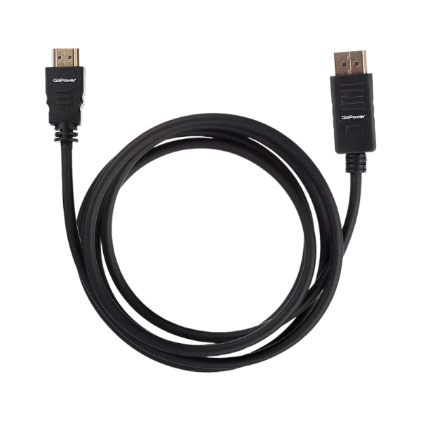 Кабель GoPower DisplayPort (m)-HDMI (m) 1.8м ПВХ ver.2.0 черный Premium Zip-Lock c подвесом (1/100)