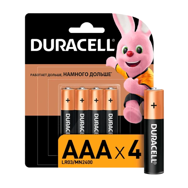 Батарейка Duracell Basic LR03 AAA BL4 Alkaline 1.5V (4/40/33000)