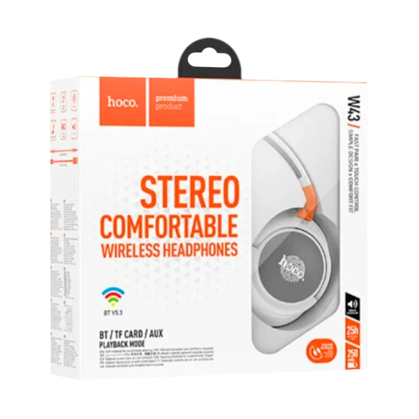 Наушники полноразмерные HOCO W43 bluetooth 5.2 с микр. белый (1/32)