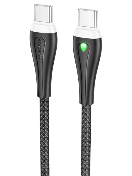Кабель Borofone BX100 Type-C (m)-Type-C (m) 1.0м 3.0A 60W TPE черный (1/360)