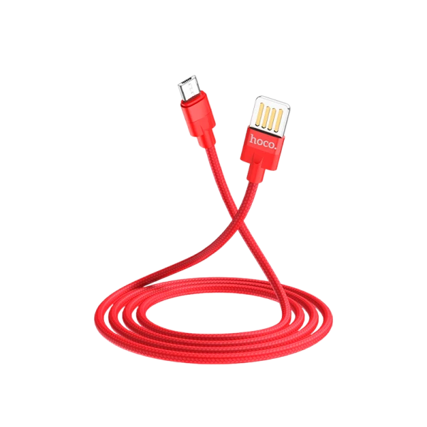 Кабель HOCO U55 USB (m)-microUSB (m) 1.2м 2.4A ткань красный (1/25/250)