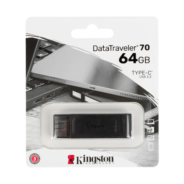 Флеш-накопитель Kingston DataTraveler 70 64GB USB3.0 пластик черный