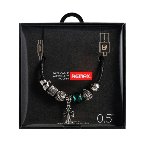 USB кабель REMAX Jewellery (Micro) RC-058M Чёрный (0.5M, 2.4A)