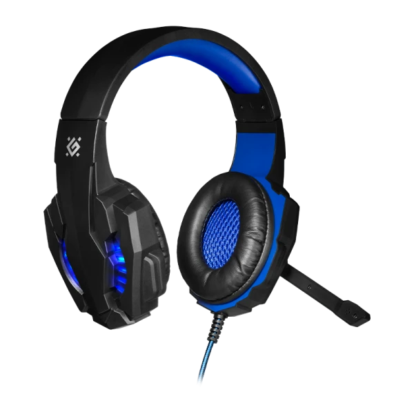 Наушники полноразмерные Defender G-390 Warhead с микр. игровые LED черный синий (1/20)