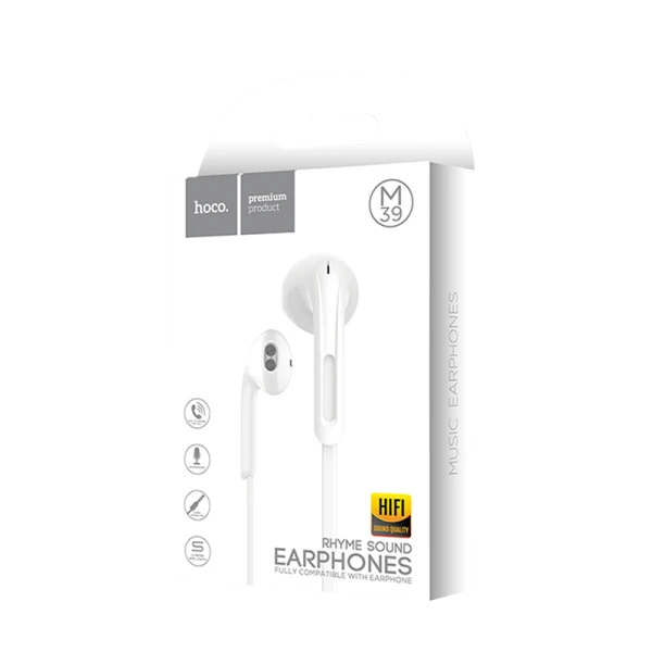 Наушники вставные HOCO M39 с микр. белый (1/34/340)