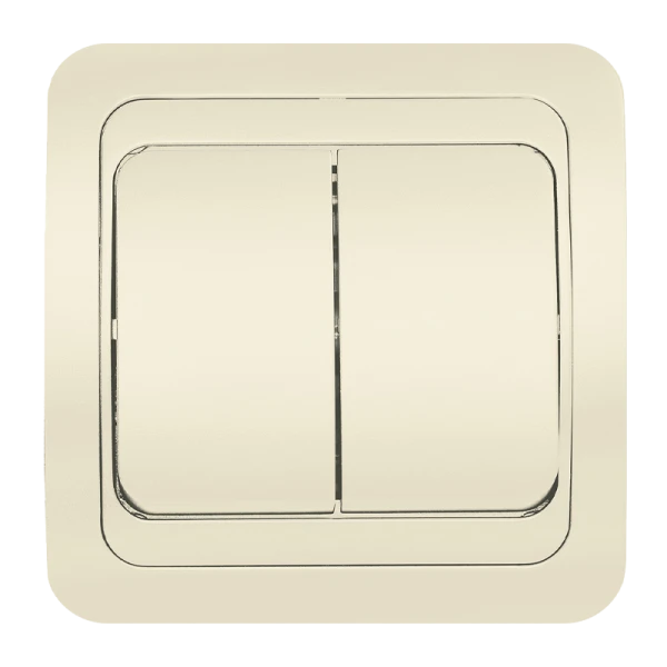 Выключатель Smartbuy 2-клавишный 10А бежевый, керамика "Марс"