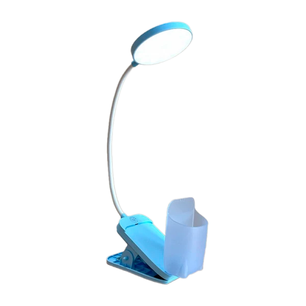 Светильник настольный Ultraflash UF-751 7W 230V прищепка 3 ур.ярк. голубой (1/50)