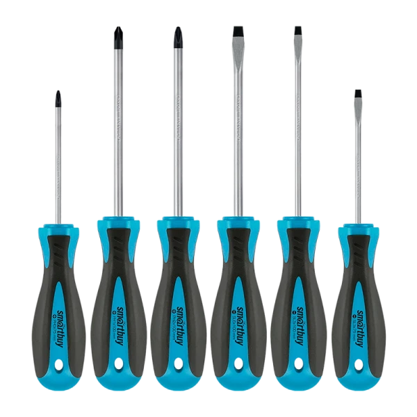 Набор отверток 6 штук, шлицевые и крестовые, намагниченный наконечник, CR-V,Smartbuy Tools/32