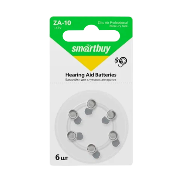 Батарейка Smartbuy ZA10 BL6 Zinc Air 1.45V (6/60/600/3000)