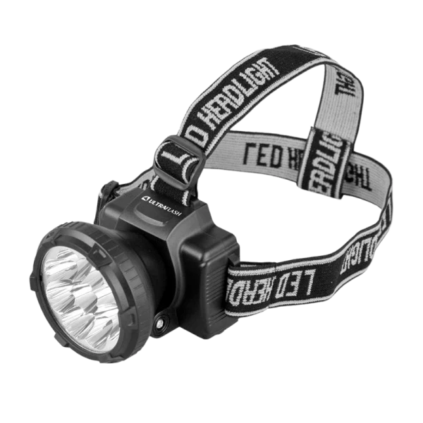 Фонарь налобный Ultraflash LED5363 1.2W 9LED от аккумулятора 2 режима черный (1/5/100)