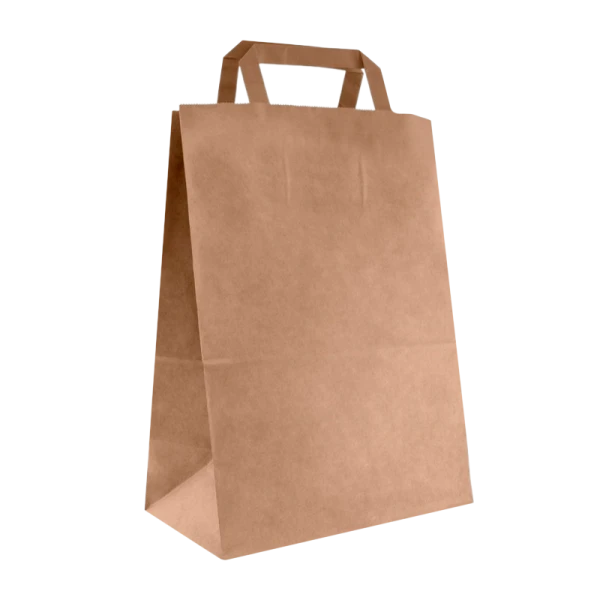 Пакет Aviora 32см x 28см бумага с плоскими ручками крафт