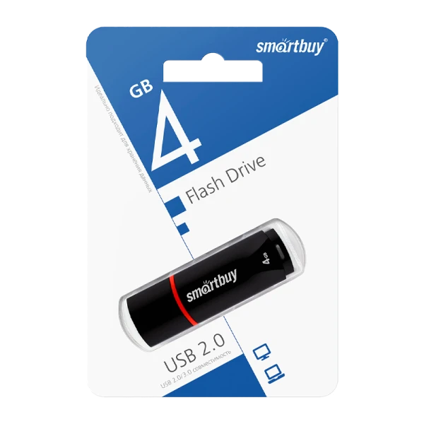 Флеш-накопитель Smartbuy Crown 4GB USB2.0 пластик черный