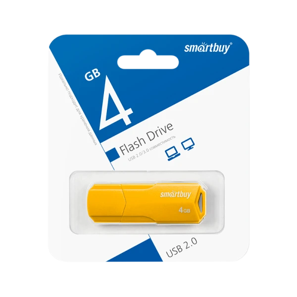 Флеш-накопитель Smartbuy Clue 4GB USB2.0 пластик желтый