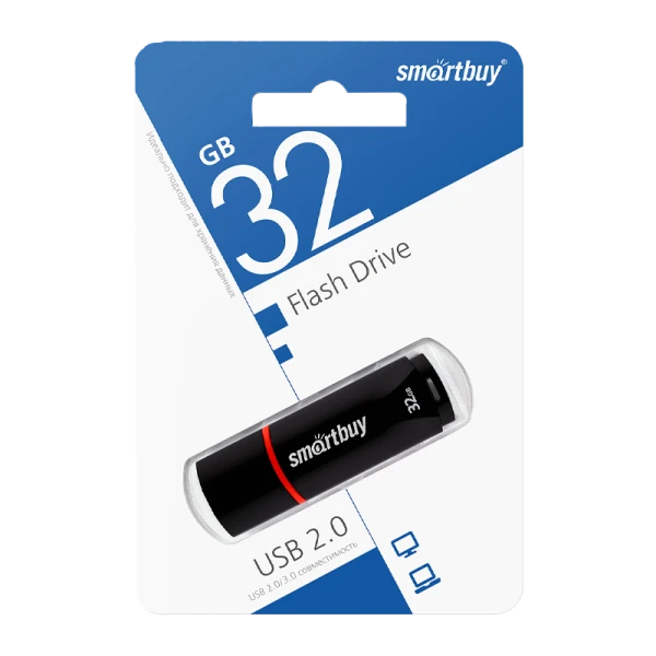 Флеш-накопитель Smartbuy Crown 32GB USB2.0 пластик черный