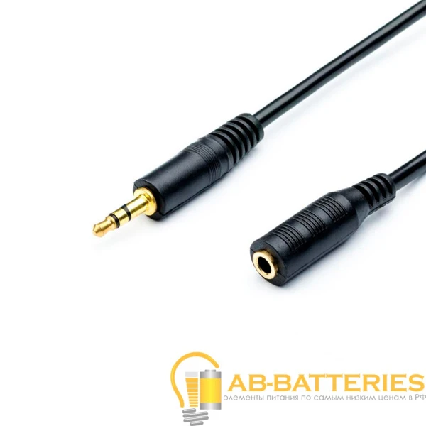 Кабель AUX Atcom Jack 3.5mm (m)-Jack 3.5mm (f) 5.0м силикон черный (1/150)