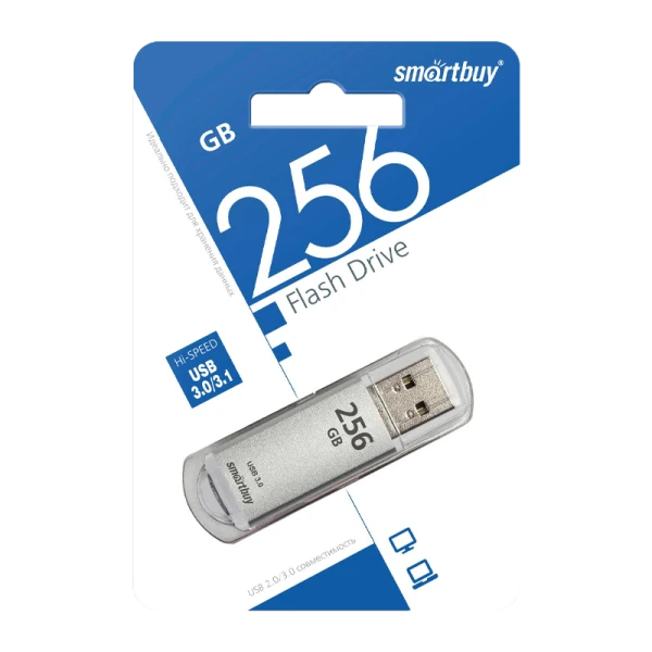 Флеш-накопитель Smartbuy V-Cut 256GB USB3.0 пластик серебряный