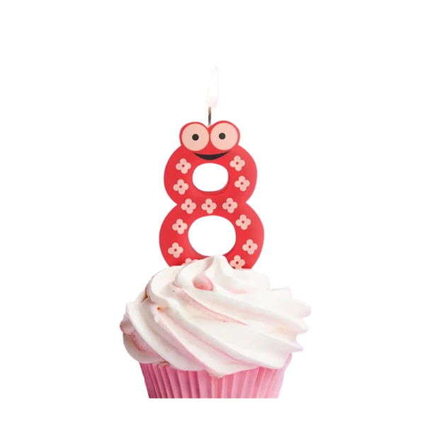 Свеча детская для торта, цифра 8, 1 шт. в упаковке, PATERRA (1/24)