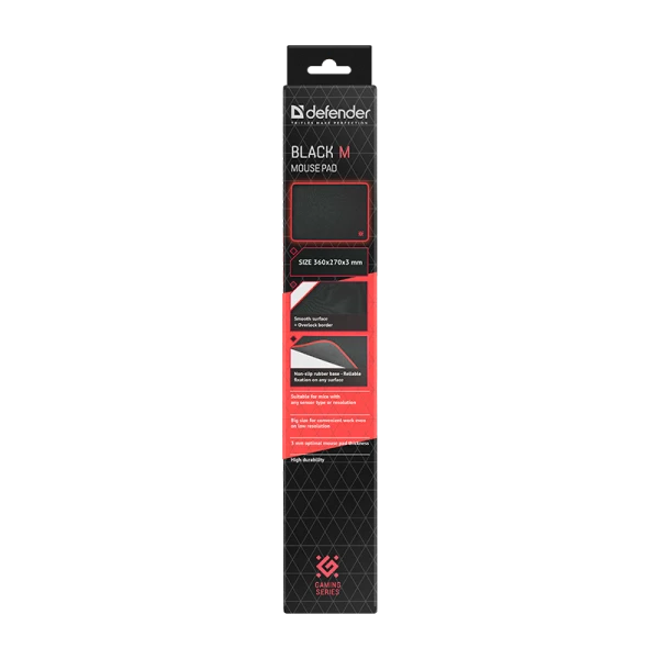 Коврик для мыши Defender Black M 360x270x3мм черный (1/40)