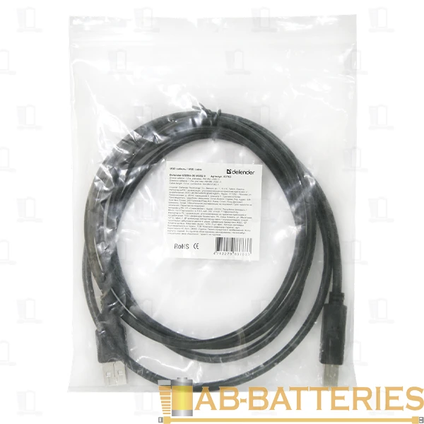 Кабель Defender USB04-06 USB (m)-USB B (m) 1.8м силикон ver.1.4 черный (1/25/250)