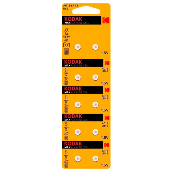 Батарейка Kodak G12/LR1142/LR43/386A/186 BL10 Alkaline 1.5V (10/100/1000)