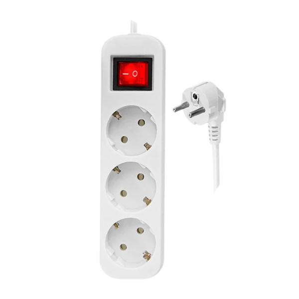 Удлинитель Defender S318 3р.С/З 10A 1.8м с выкл. ПВС 3x1мм² белый (1/30)