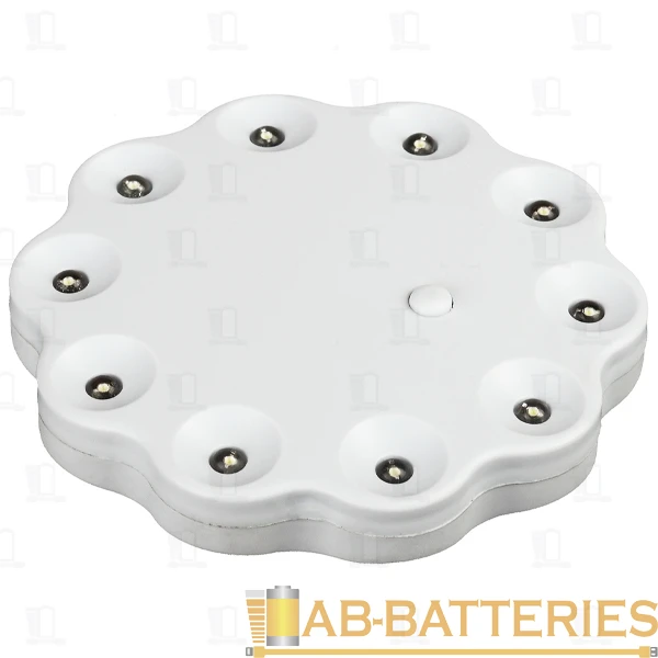 Фонарь туристический Трофи TK10 2.88W 10LED от батареек диск белый в коробке (1/40/240)