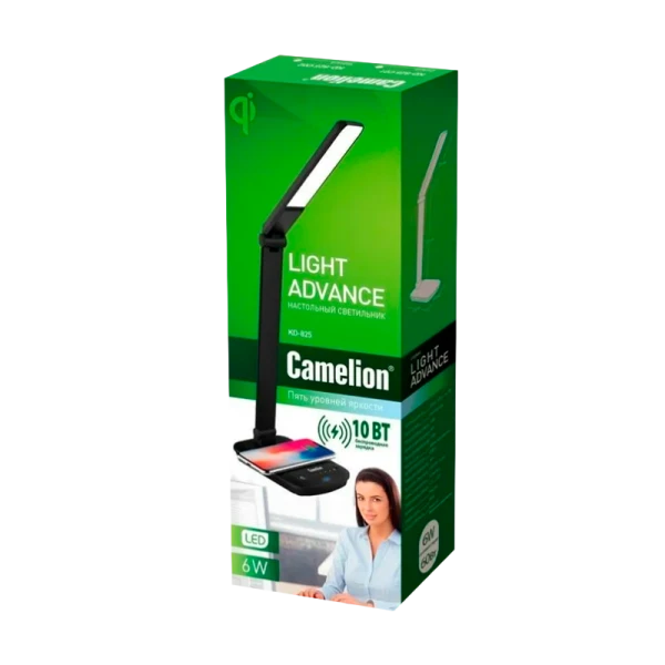 Светильник настольный Camelion KD-825 16W 230V IP20 на основании сенс. беспр. зар. Qi белый (1/12)