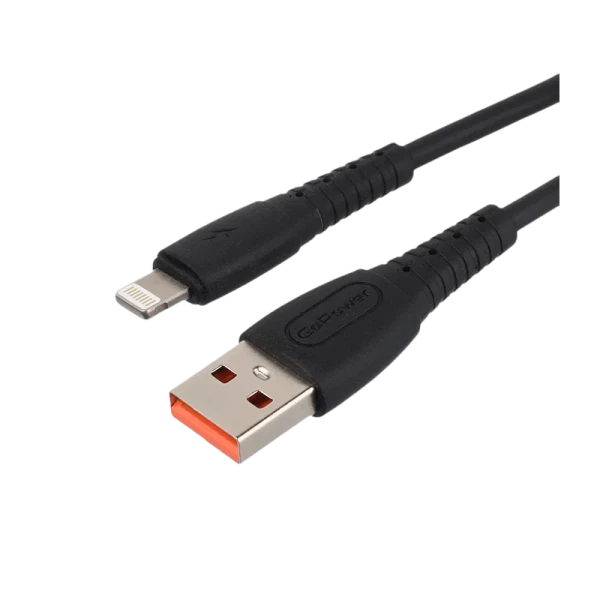 *Кабель GoPower GP07L USB (m)-Lightning (m) 2.4A силикон черный (1/200/800) 