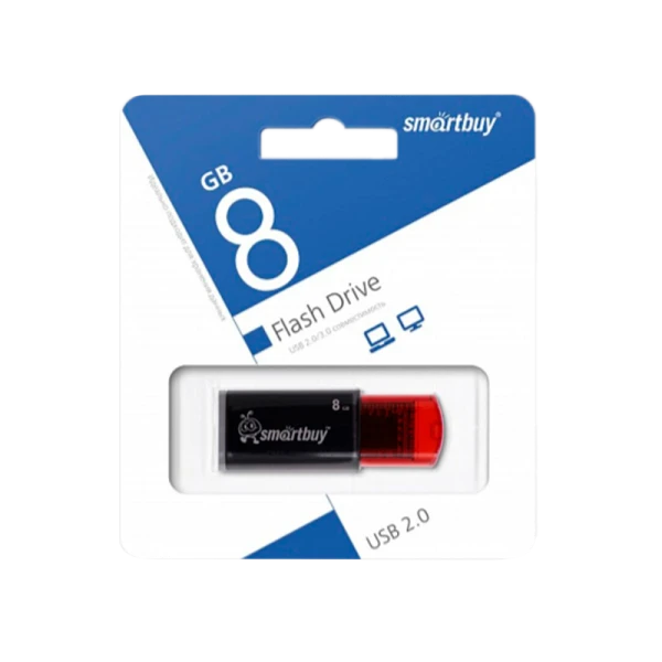 Флеш-накопитель Smartbuy Click 8GB USB2.0 пластик черный красный